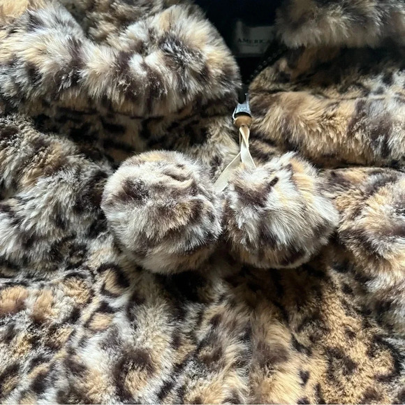 Widgeon cheetah animal print faux fur coat zip super soft brown 4 - Picture 5 of 8